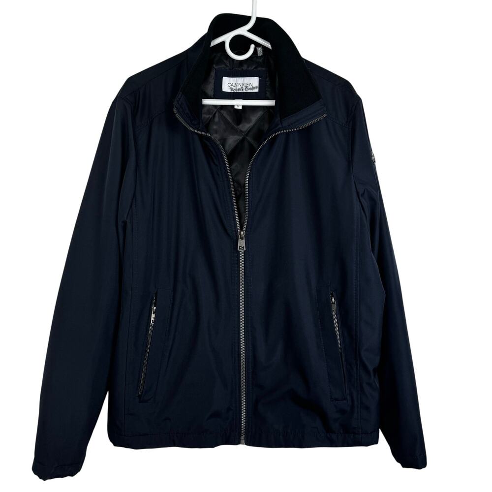 Calvin Klein Men's Classic Midweight Stand Collar Jacket Coat Size Medium Navy